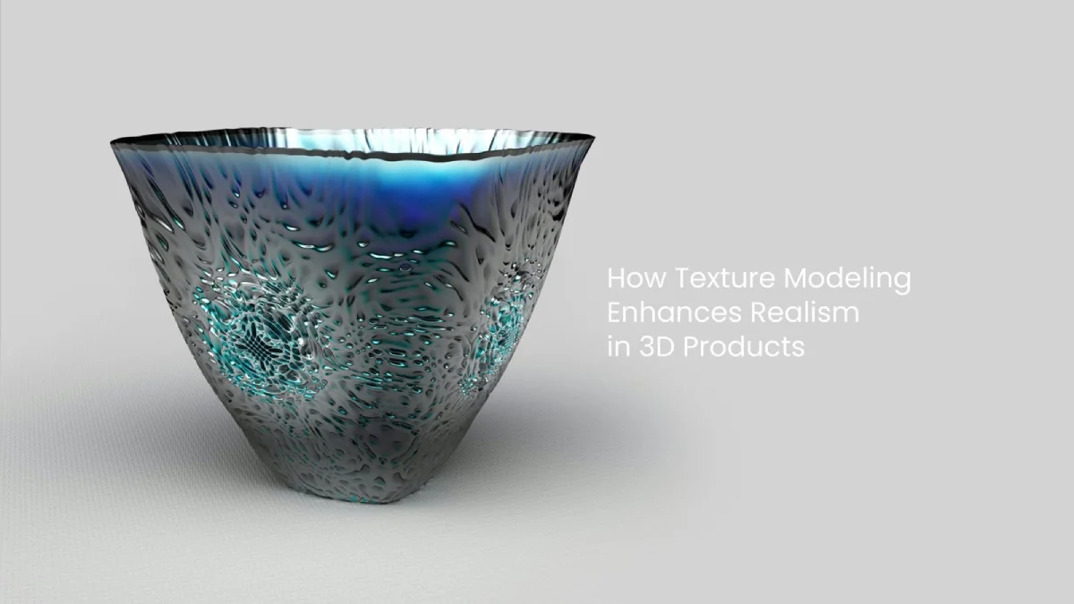 Photorealistic 3D glass bowl with intricate bubble texture and blue-green gradient showcasing texture detail