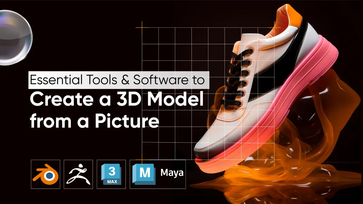 Essential 3D modeling software tools including Blender, ZBrush, 3ds Max and Maya for creating 3D models from pictures
